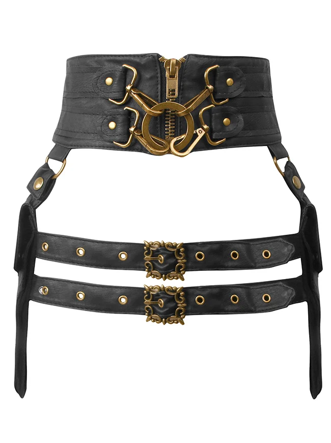 Charmian Damen Steampunk Gothic Wikinger Leder Taillengürtel Tasche Beintasche Accessoire