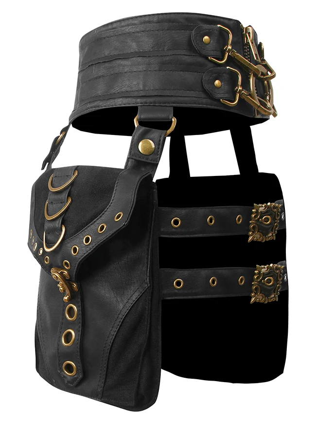 Charmian Damen Steampunk Gothic Wikinger Leder Taillengürtel Tasche Beintasche Accessoire