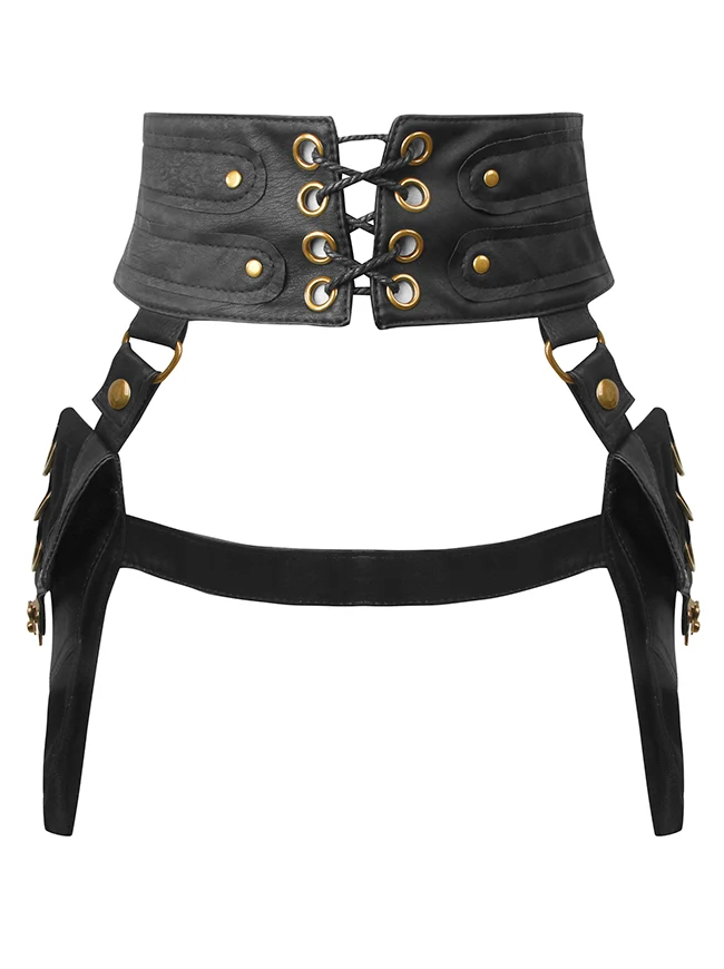 Charmian Damen Steampunk Gothic Wikinger Leder Taillengürtel Tasche Beintasche Accessoire