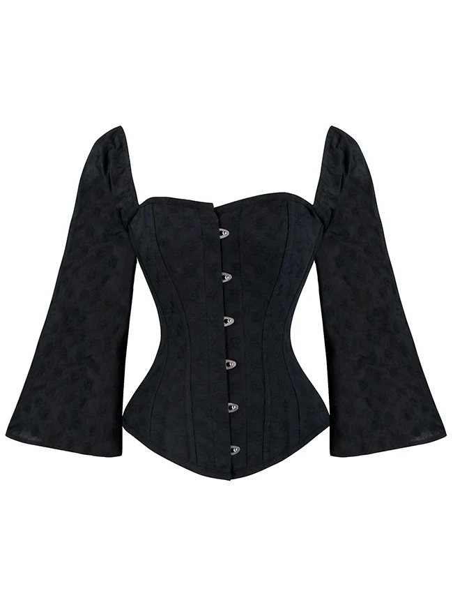Gothic Vintage Überbrustkorsett mit Stahlstäbchen, Jacquard-Korsett, Bustier-Top