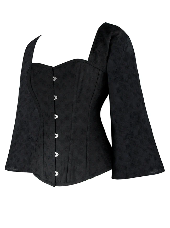 Gothic Vintage Überbrustkorsett mit Stahlstäbchen, Jacquard-Korsett, Bustier-Top