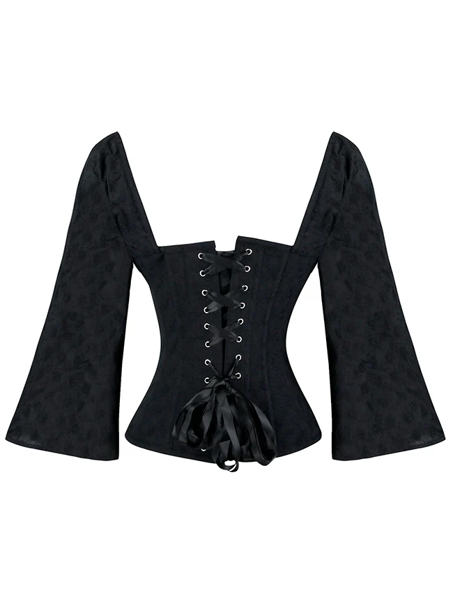 Gothic Vintage Überbrustkorsett mit Stahlstäbchen, Jacquard-Korsett, Bustier-Top