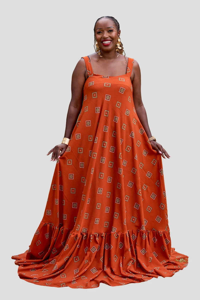 Kakiba Collections Wanjiku Maxi Dress - Orange