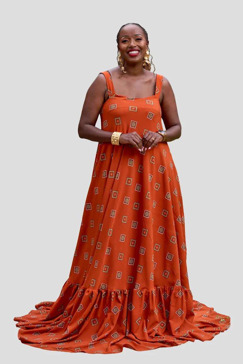 Kakiba Collections Wanjiku Maxi Dress - Orange