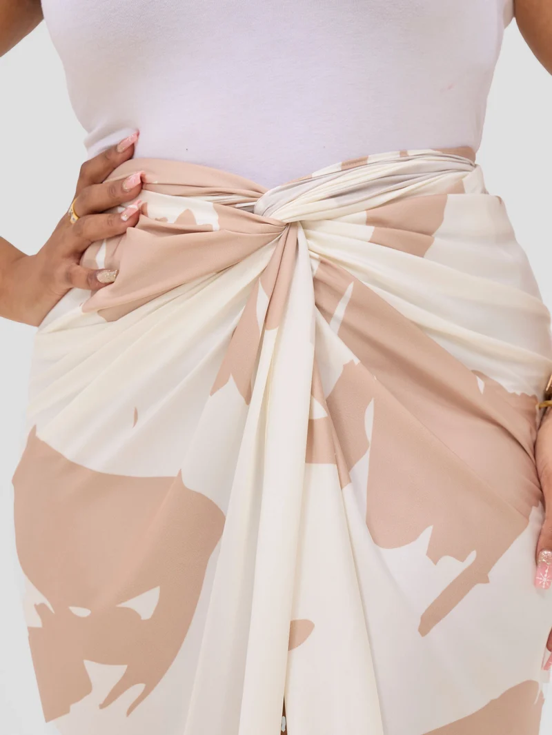 Vivo Beali Sarong Skirt - Cream / Taupe Lea Print