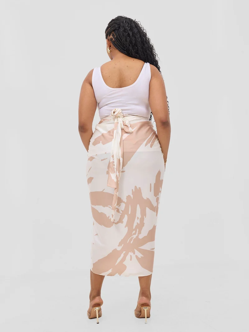 Vivo Beali Sarong Skirt - Cream / Taupe Lea Print
