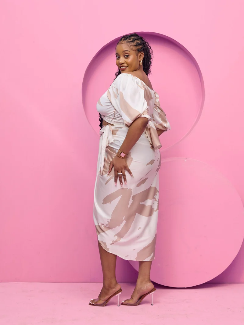 Vivo Beali Sarong Skirt - Cream / Taupe Lea Print