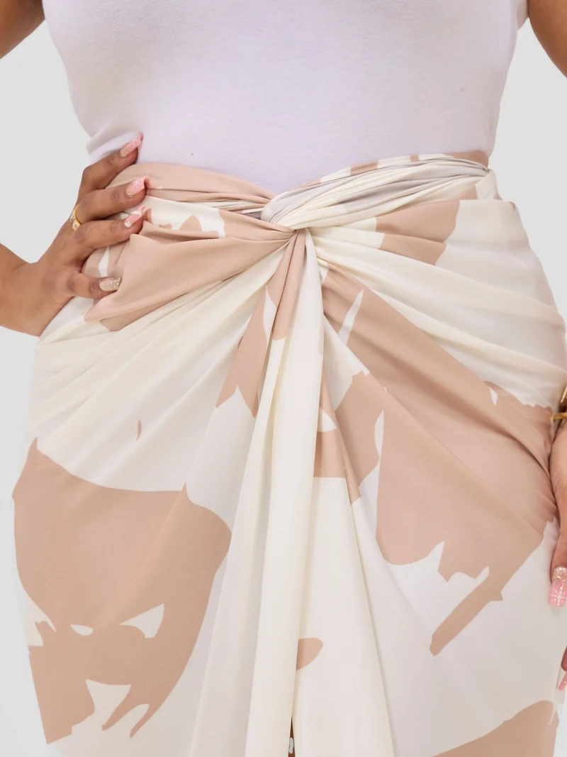 Vivo Beali Sarong Skirt - Cream / Taupe Lea Print