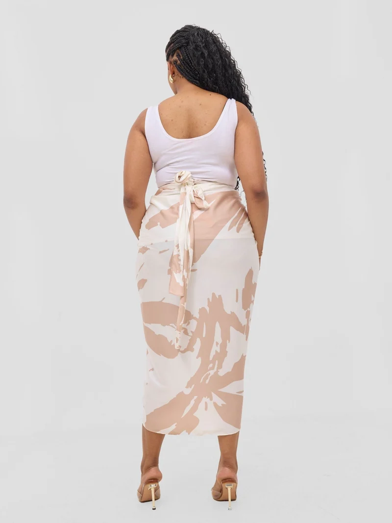 Vivo Beali Sarong Skirt - Cream / Taupe Lea Print
