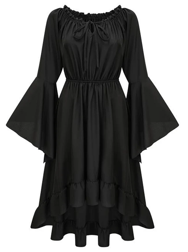 Vintage Renaissance Off Shoulder Glockenärmel High Low Kleid
