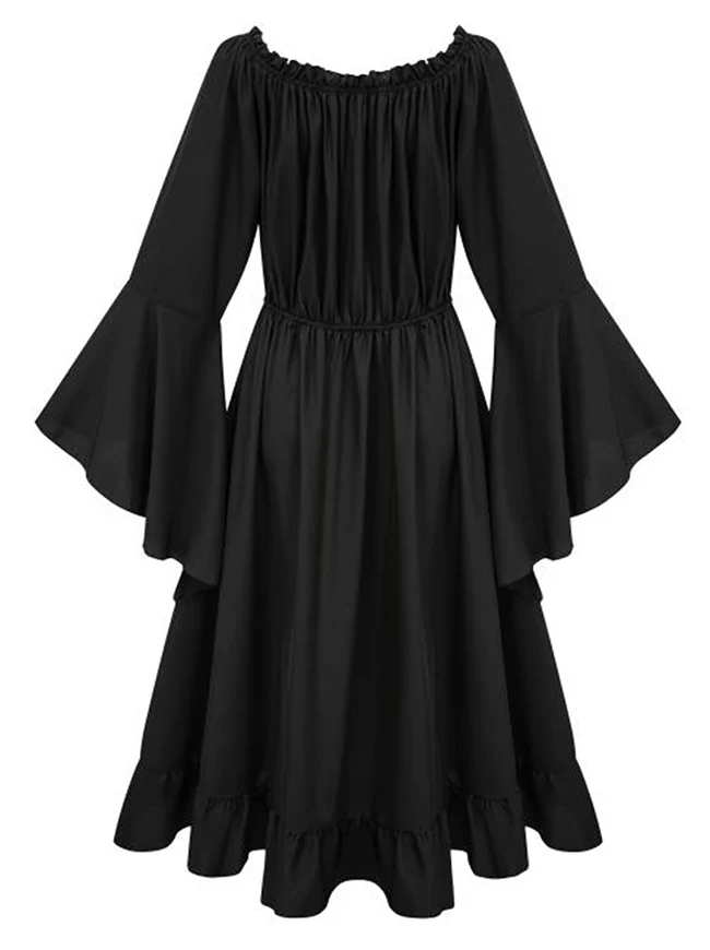 Vintage Renaissance Off Shoulder Glockenärmel High Low Kleid