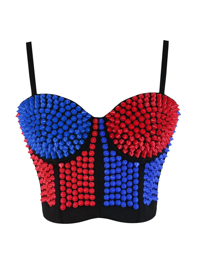 Studded Rivet Push Up Clubwear Tanz Bustier BH Top