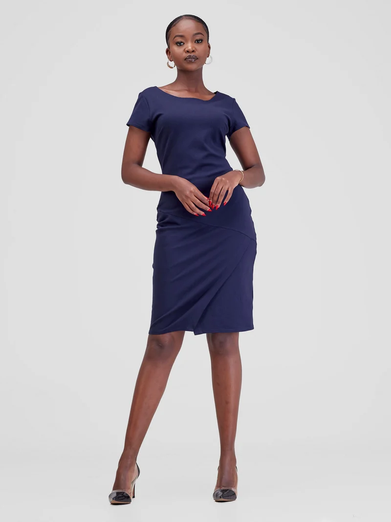 Vivo Tande Boat Neck Dress - Dark Navy