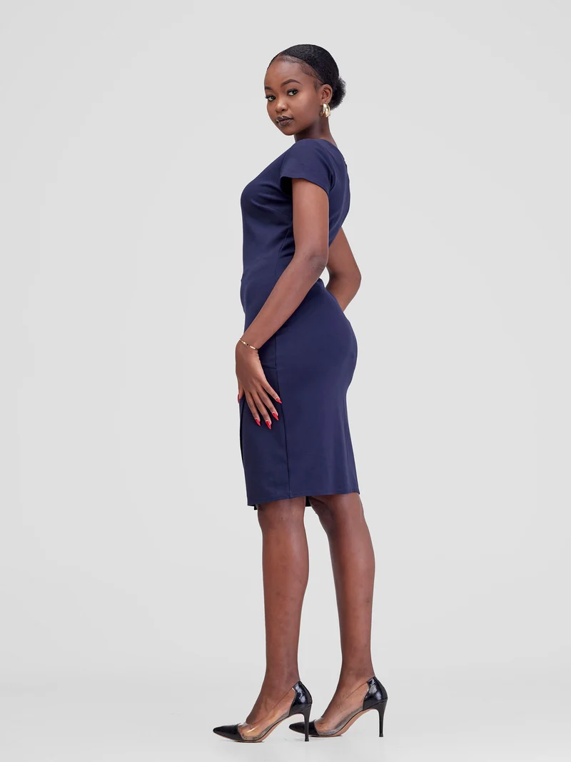 Vivo Tande Boat Neck Dress - Dark Navy