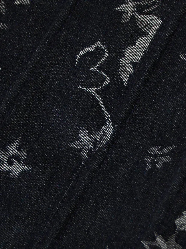 Vintage Renaissance Denim Floral Kurze Cropped Korsett Weste mit Schnürung