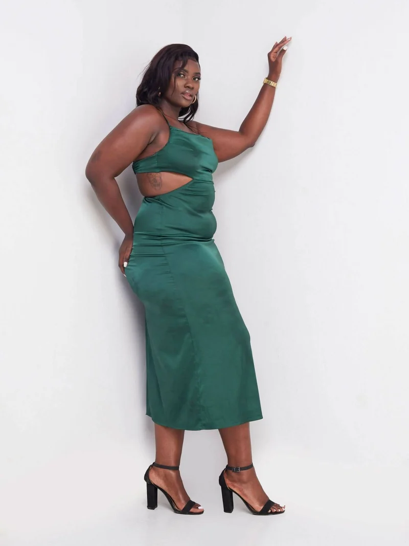 Wsc Pambo Signature The Brand Green Backless Satin Maxi Dress - Green