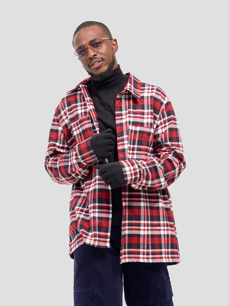 Zoya Aridi Unisex Shacket (Flannel) - Red/Black