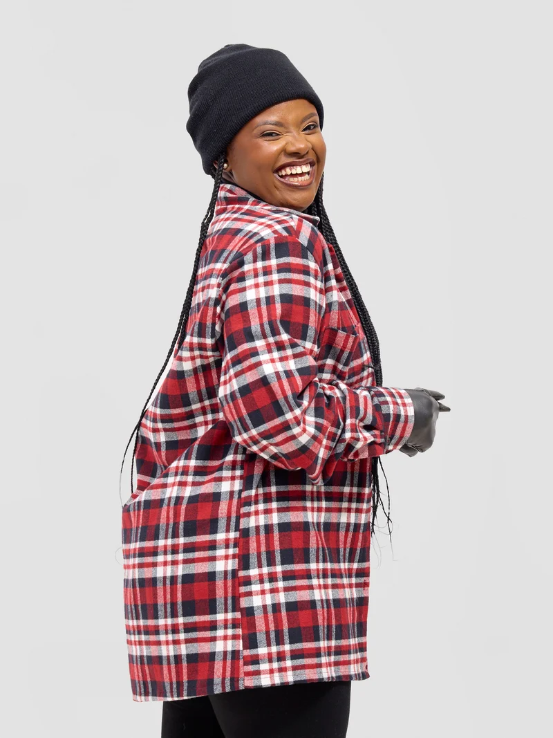 Zoya Aridi Unisex Shacket (Flannel) - Red/Black