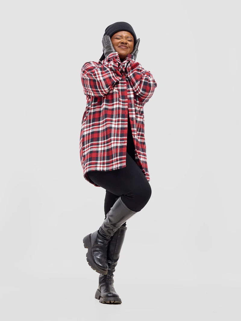 Zoya Aridi Unisex Shacket (Flannel) - Red/Black