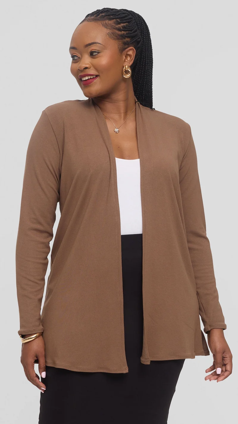 Vivo Basic Leila Short Waterfall in Jersey - Dark Taupe