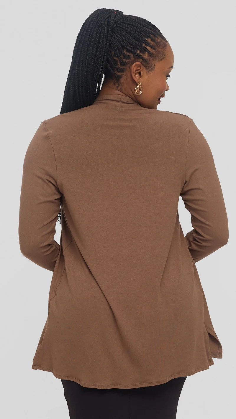 Vivo Basic Leila Short Waterfall in Jersey - Dark Taupe