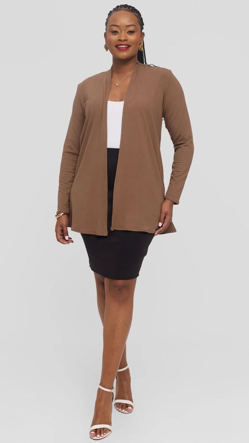 Vivo Basic Leila Short Waterfall in Jersey - Dark Taupe