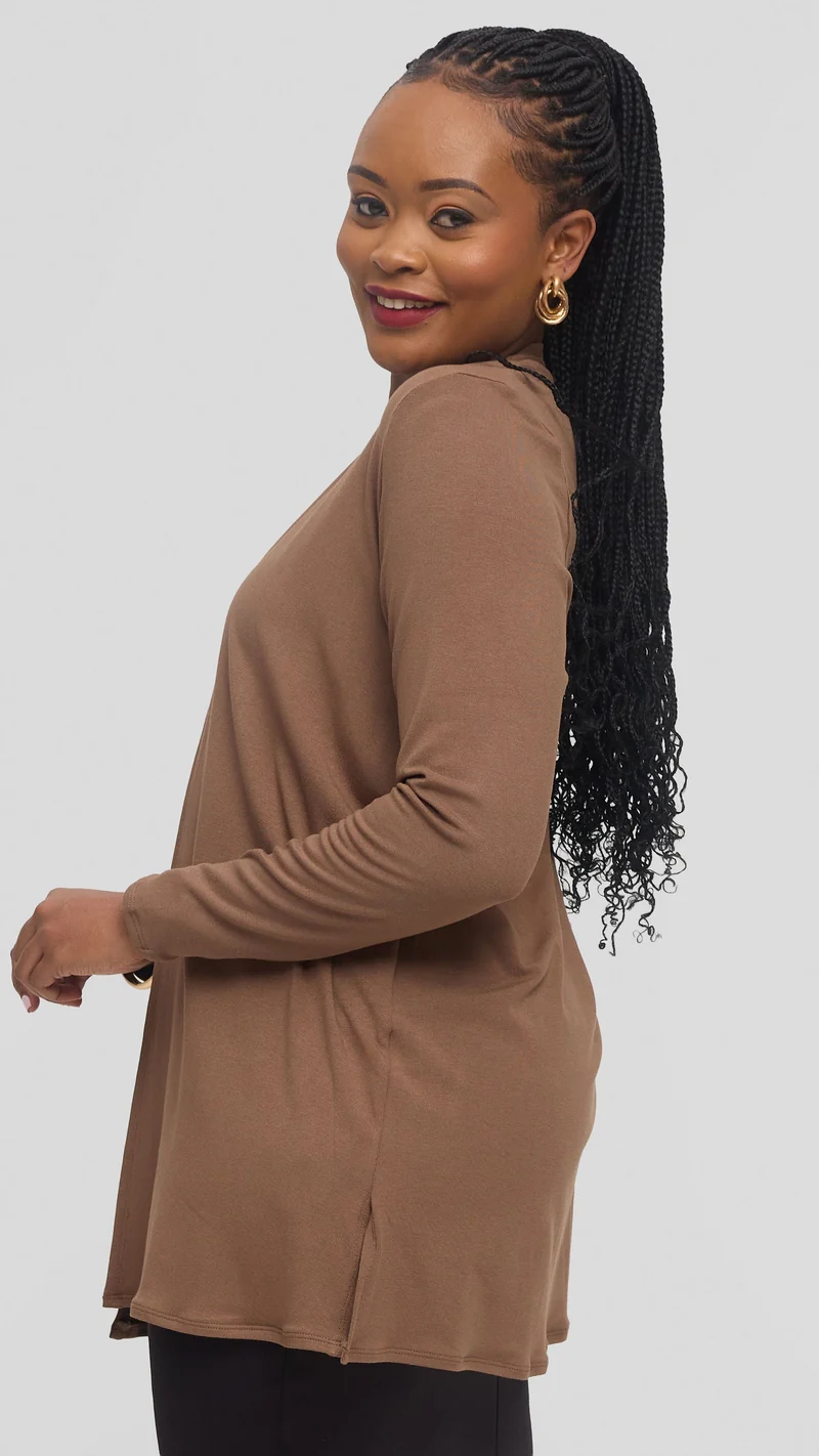 Vivo Basic Leila Short Waterfall in Jersey - Dark Taupe