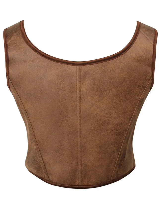 Renaissance-Piratenkostüm aus Wildlederimitat, Überbrust-Bustier-Korsett