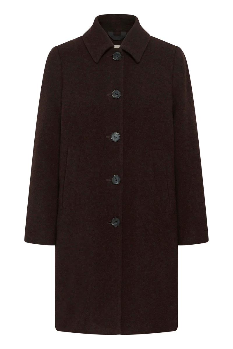 Manteau long boutonné à col classique Kamillas