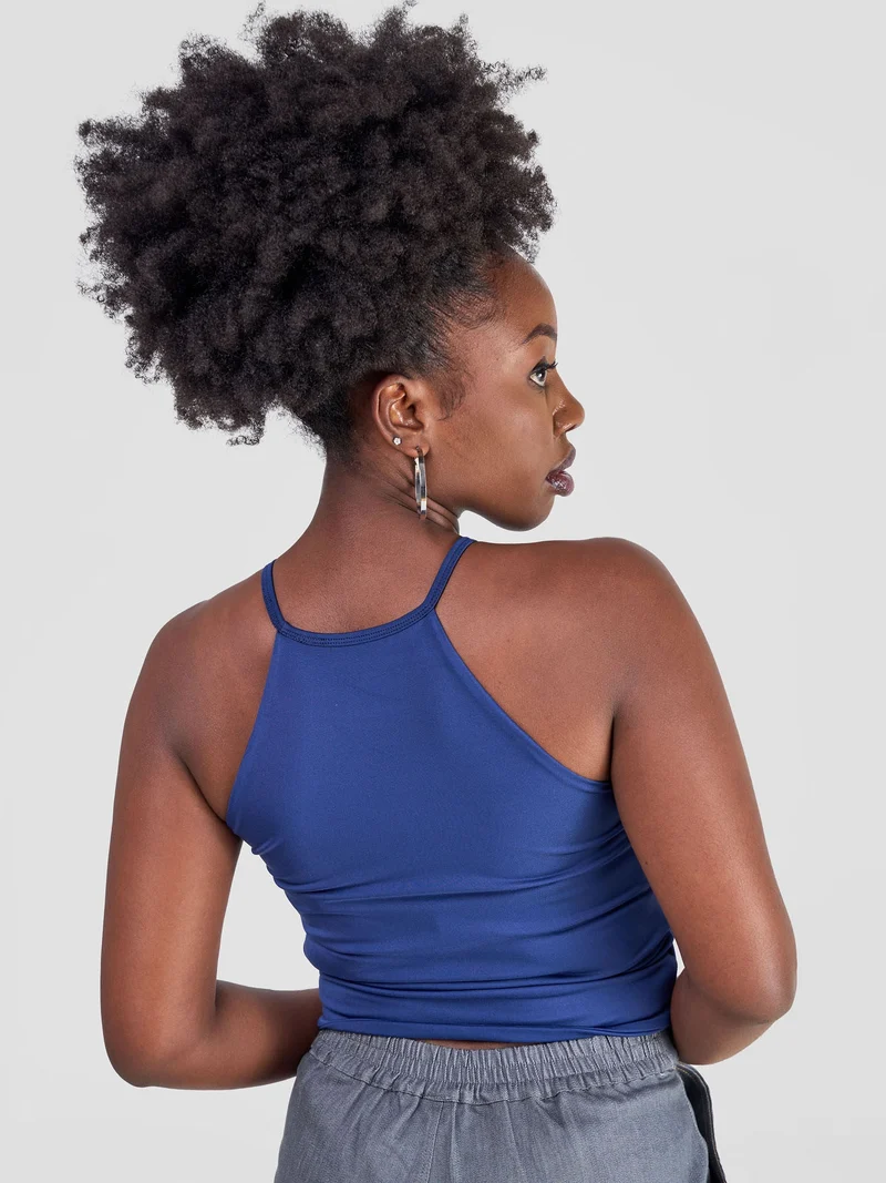 Zoya Yuni Halter Midriff Top - Navy Blue
