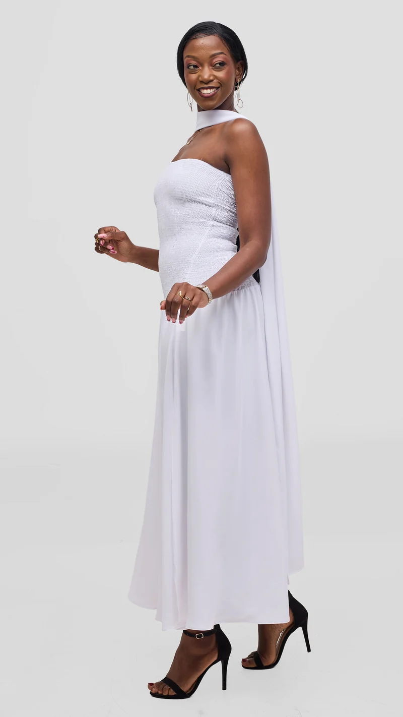 Vivo Studio Strapless Maxi in Crepe- White