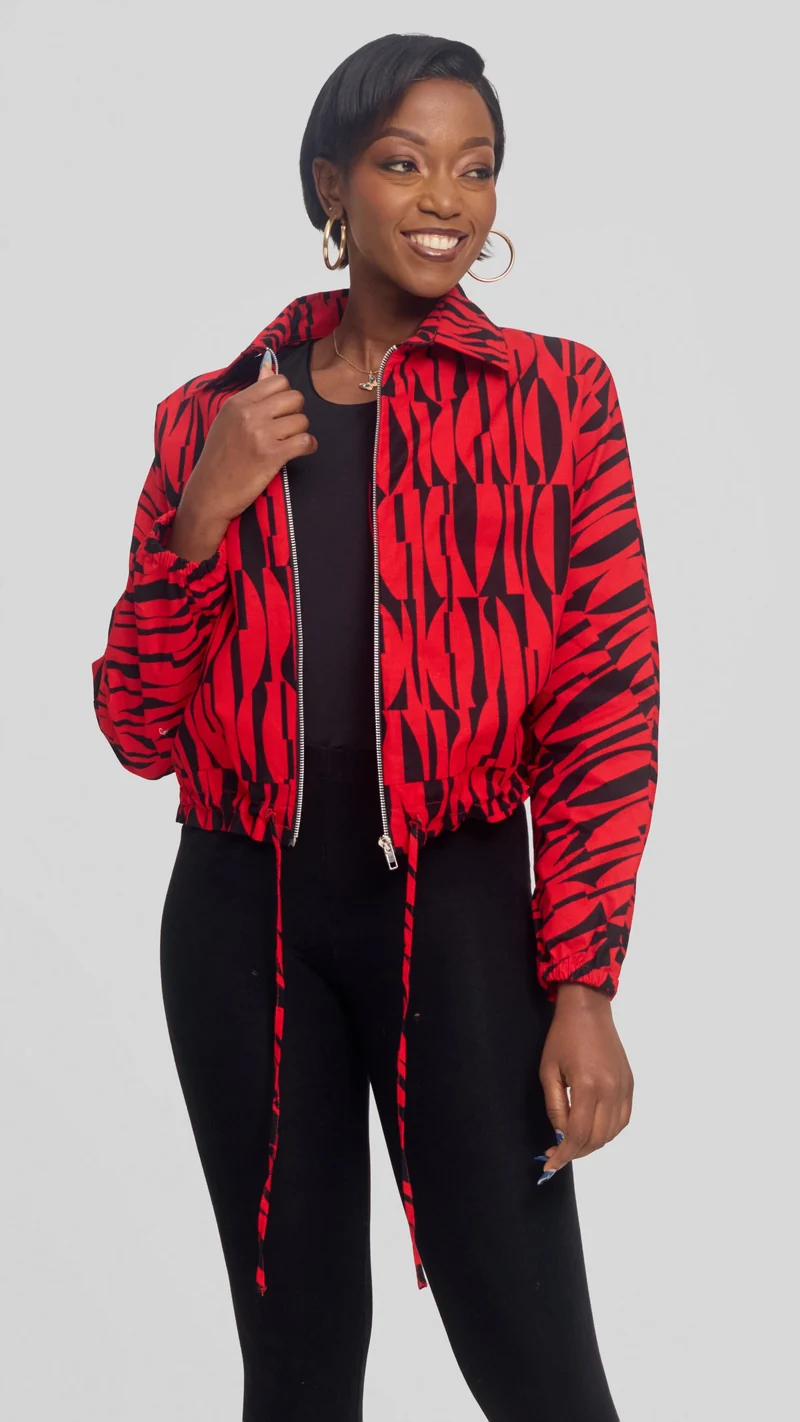 Safari by Vivo Zipped Jacket in Kitenge - Shaba Print