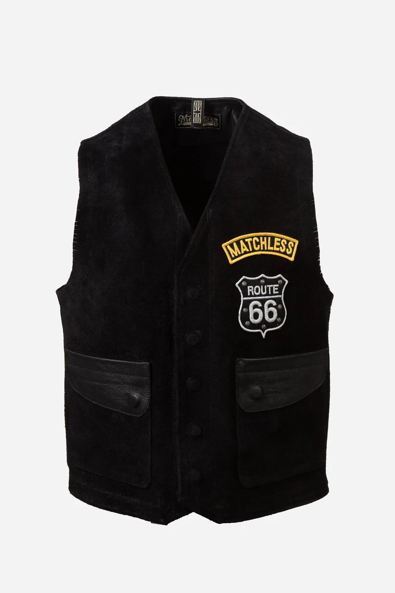 ROUTE 66 WAISTCOAT MAN BLACK Suede