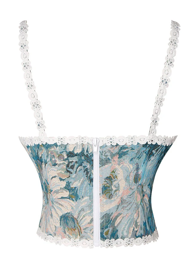 Charmian Damen Vintage Blumen-Jacquard Schnür-Renaissance-Korsett-Top