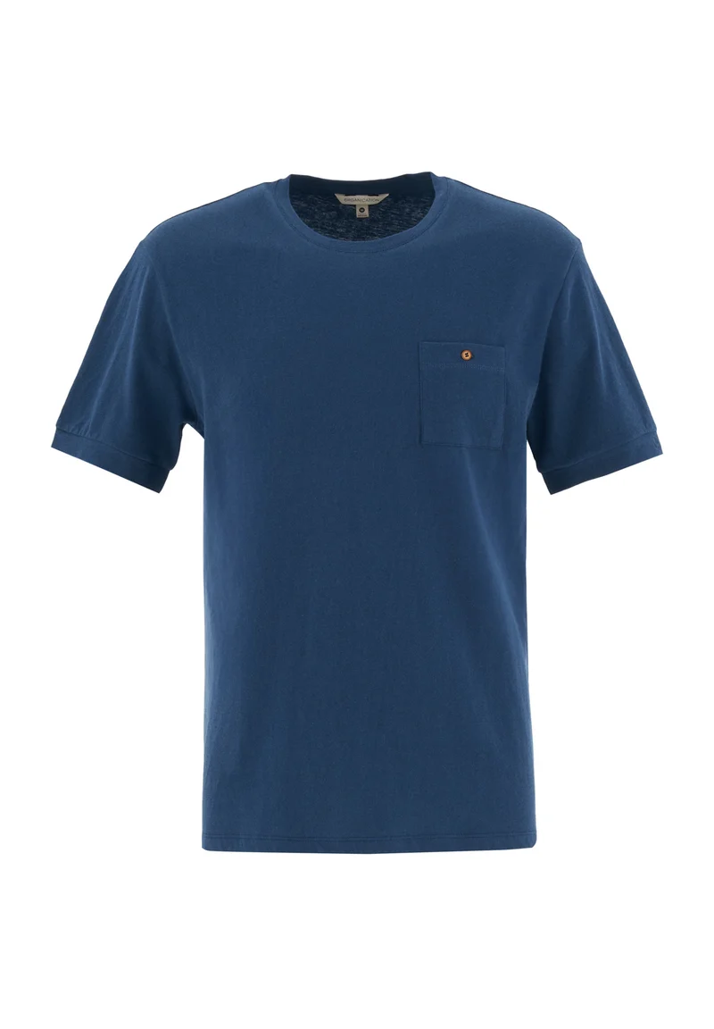 T-Shirt aus Bio-Baumwolle und Leinen mit Brusttasche