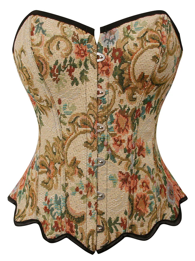 Elegantes Renaissance-Korsett-Top für Damen mit floralem Muster und Spitzenbesatz