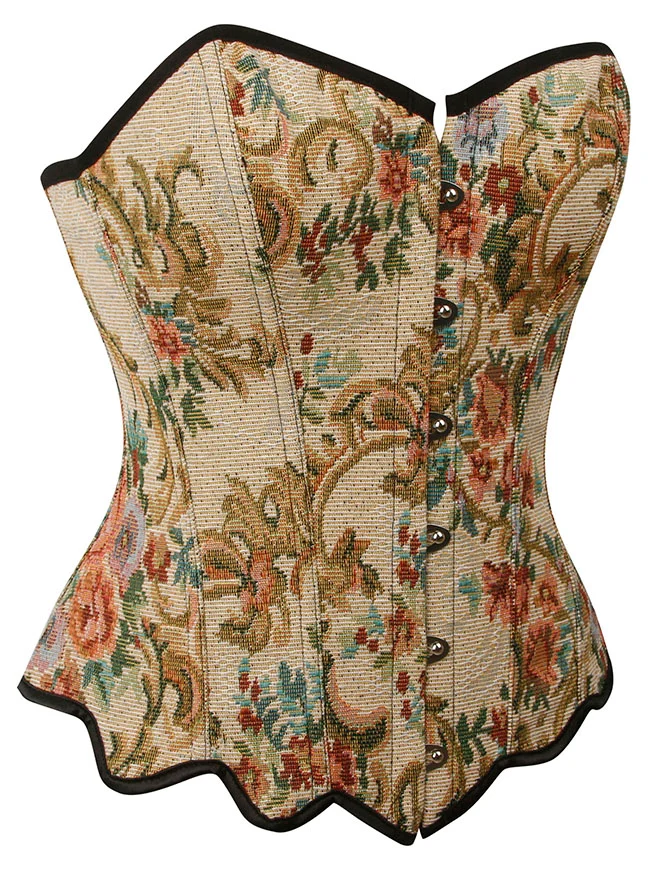 Elegantes Renaissance-Korsett-Top für Damen mit floralem Muster und Spitzenbesatz