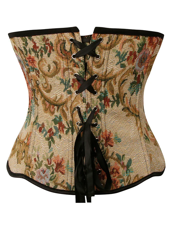 Elegantes Renaissance-Korsett-Top für Damen mit floralem Muster und Spitzenbesatz