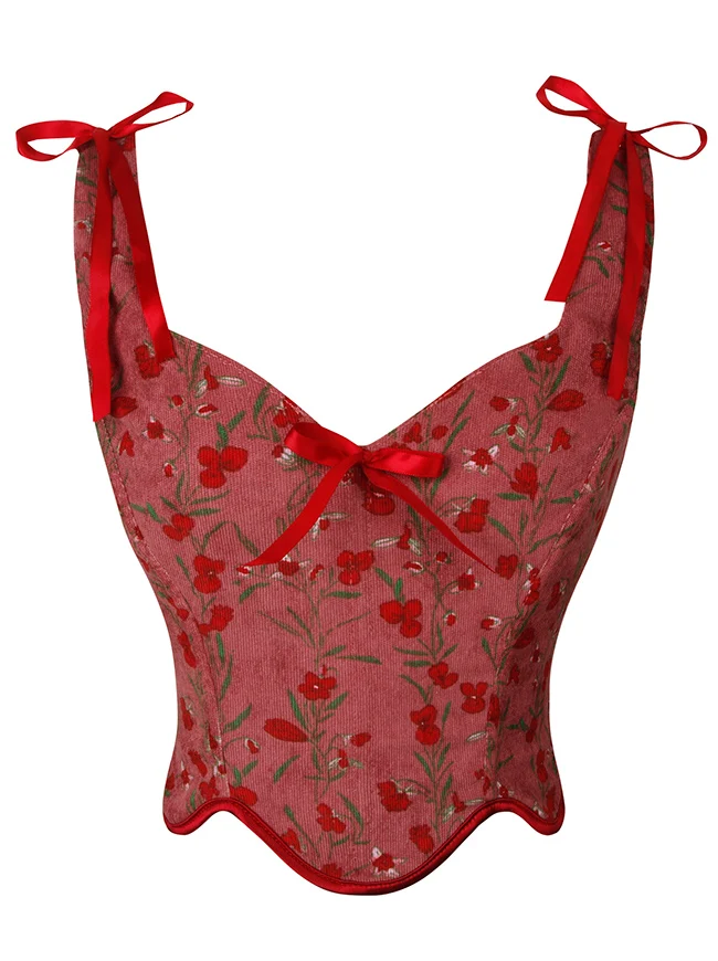 Sommer Vintage Blumen Camisole Schnürung Overbust Renaissance Korsett Top