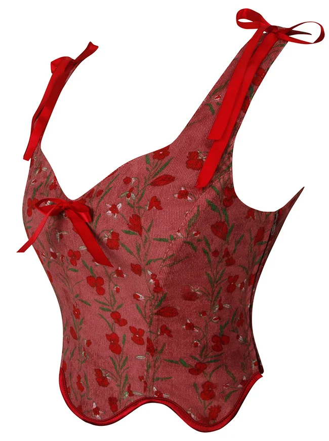 Sommer Vintage Blumen Camisole Schnürung Overbust Renaissance Korsett Top