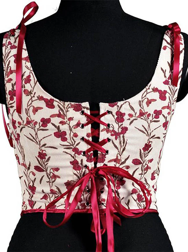 Sommer Vintage Blumen Camisole Schnürung Overbust Renaissance Korsett Top