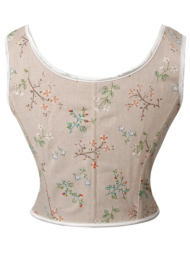 Vintage Blumenmuster Schnürung vorne zum Binden Überbrust Bustier Mieder Korsett Top
