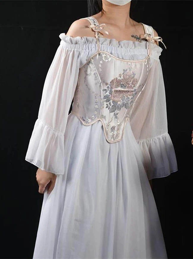 Charmian Damen Renaissance Vintage Blumenmuster Fischgrätenmuster Überbrust-Bustier Korsett-Top mit Schnürung