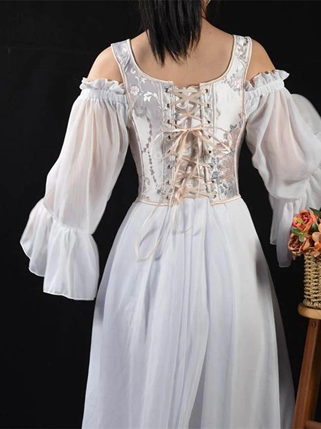 Charmian Damen Renaissance Vintage Blumenmuster Fischgrätenmuster Überbrust-Bustier Korsett-Top mit Schnürung
