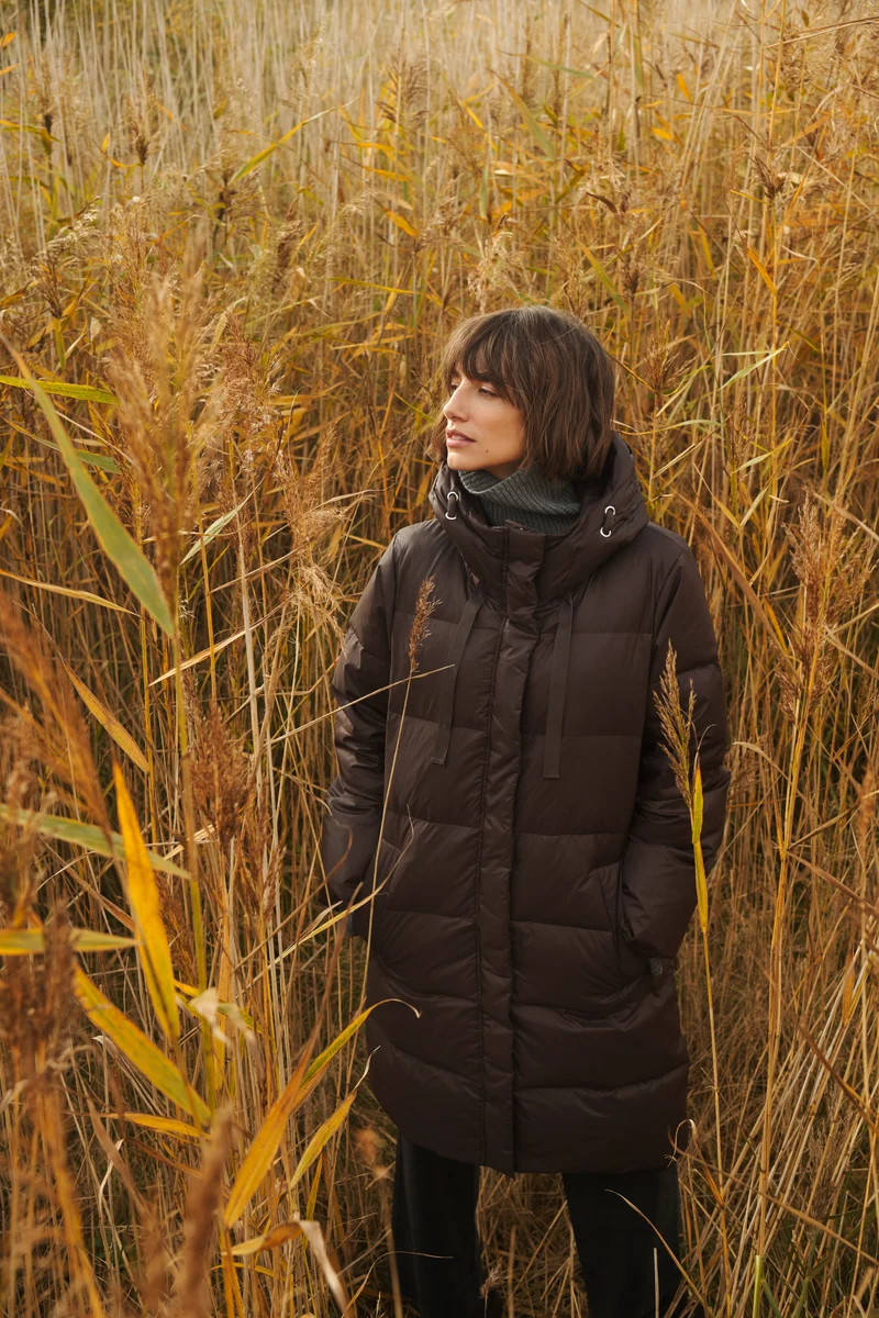Manteau long Camly matelassé à capuchon