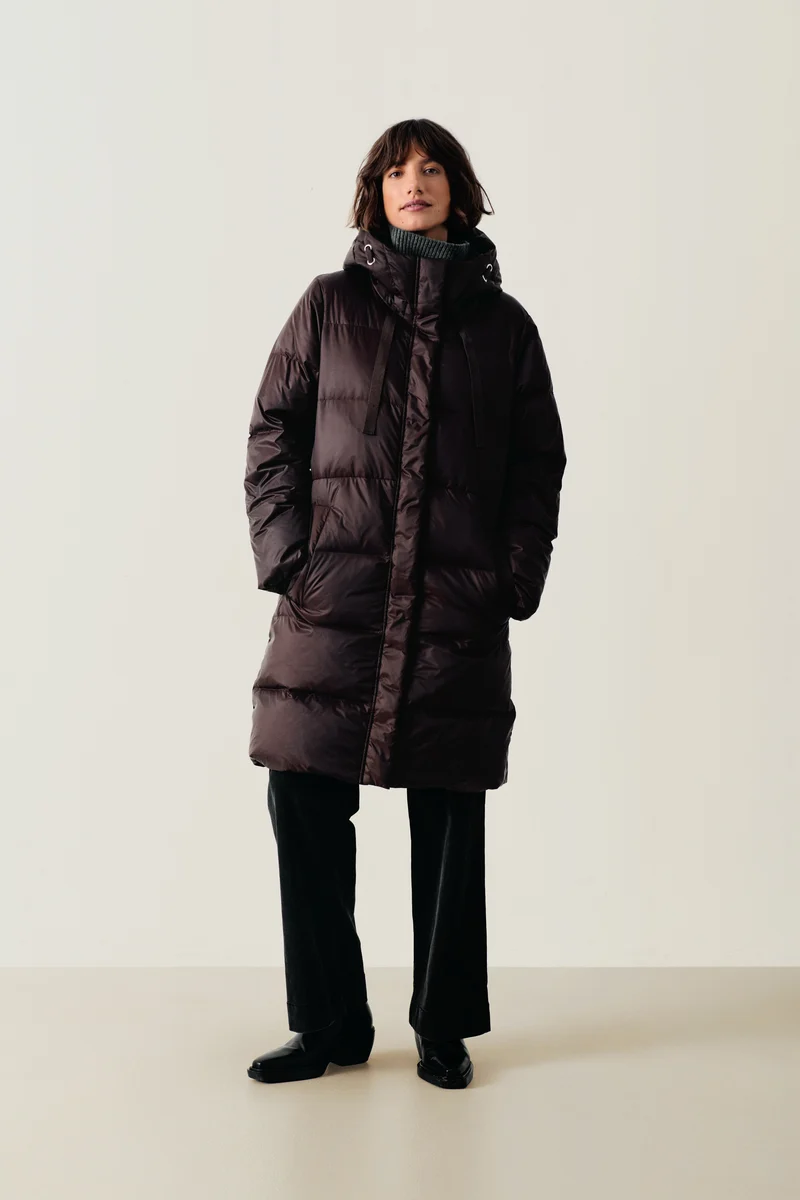 Manteau long Camly matelassé à capuchon