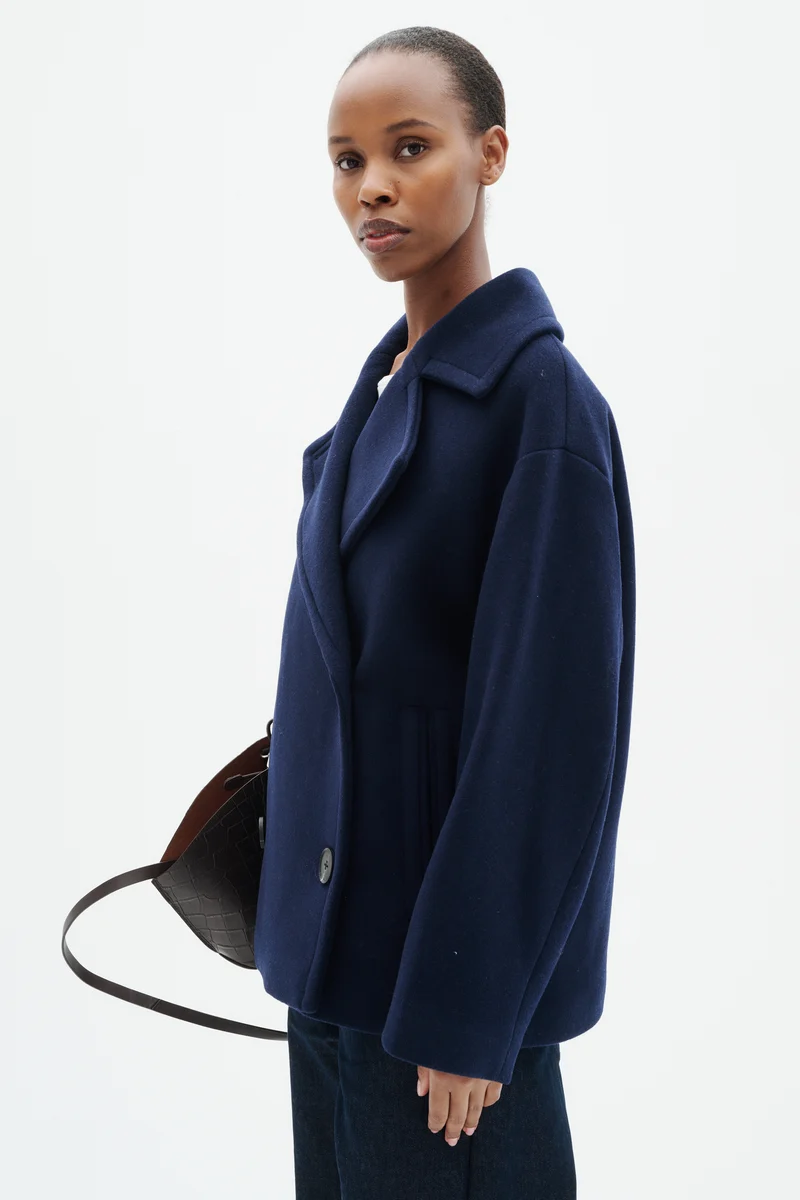 Manteau court croisé à revers surdimensionnés Zorah