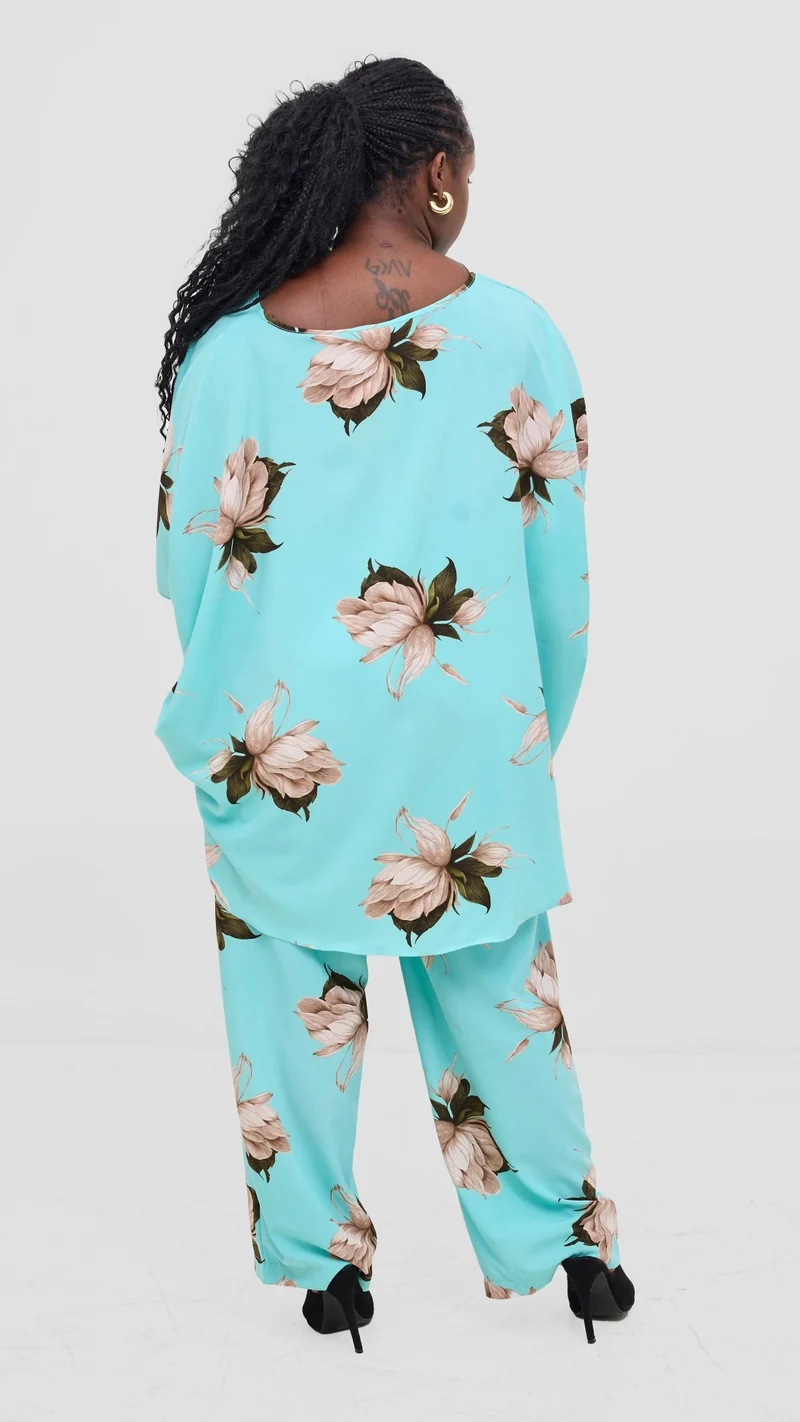 Vivo Maisha Top & Pant Set- Mint/Black Print