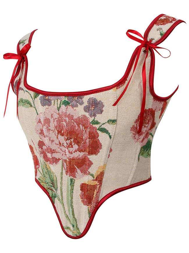 Charmian Damen Renaissance Vintage Blumenmuster Kurzer Oberkörper Überbrustkorsett Mieder