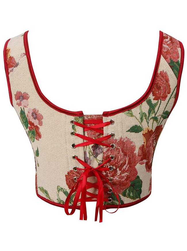 Charmian Damen Renaissance Vintage Blumenmuster Kurzer Oberkörper Überbrustkorsett Mieder